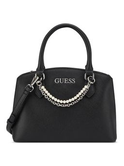 Guess - Black Textured Satchel Bag with Detachable Strap