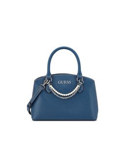 Guess - Navy Blue Textured Satchel Bag with Detachable Strap