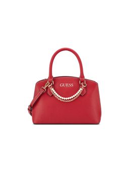 Guess - Red Textured Satchel Bag with Detachable Strap