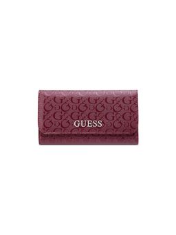 Guess - Maroon Textured Snap Button Tri-Fold Wallet