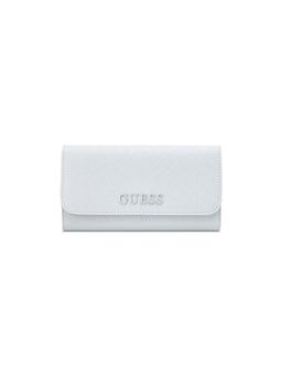 Guess - White Textured Snap Button Tri-Fold Wallet