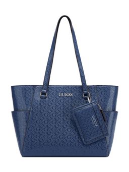 Guess - Navy Blue Printed Tote Bag with Card Case
