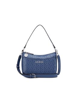 Guess - Navy Blue Textured Zipper Crossbody Bag