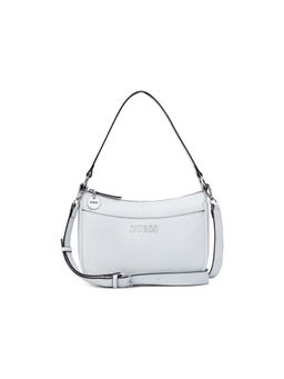 Guess - White Textured Zipper Crossbody Bag