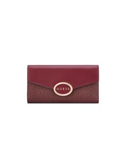 Guess - Maroon Printed Snap Button Tri-Fold Wallet