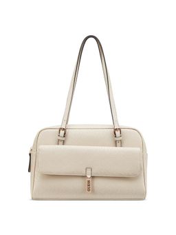 Guess - Cream Textured Zipper Shoulder Bag