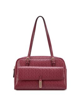 Guess - Maroon Textured Zipper Shoulder Bag