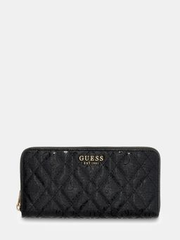 Guess - Black Printed Zipper Wallet