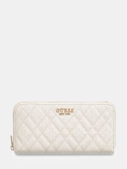 Guess - Off WHite Printed Zipper Wallet