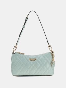 Guess - Green Textured Zipper Shoulder Bag