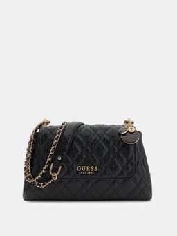Guess - Black Textured Magnetic Snap Crossbody Bag
