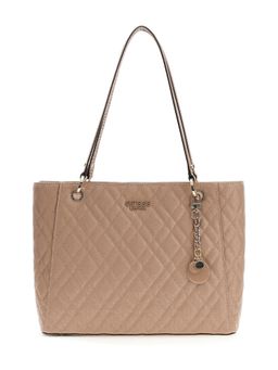 Guess - Beige Textured Zipper Tote Bag