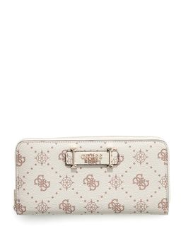 Guess - White Printed Zipper Around Wallet
