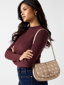 Guess - Beige Printed Shoulder Bag