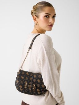 Guess - Black Printed Shoulder Bag