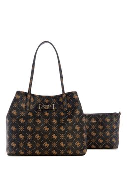 Guess - Black Printed Tote Bag With Pouch
