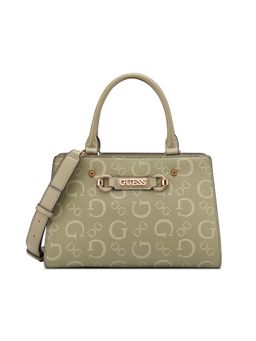 Guess - Green Printed Magnet Satchel Bag with Detachable Strap