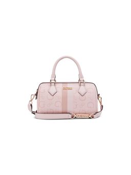 Guess - Pink Printed Zipper Satchel Bag with Detachable Strap