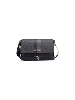 Guess - Grey Printed Magnetic Snap Crossbody Bag