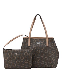 Guess - Black Printed Magnet Tote Bag With Pouch