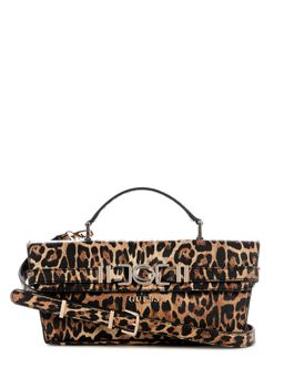 Guess - Brown Animal Print Satchel Bag with Detachable Strap