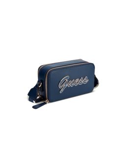 Guess - Navy Blue Solid Zipper Crossbody Bag