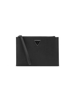 Guess - Black Textured Zipper Viviette Wristlet