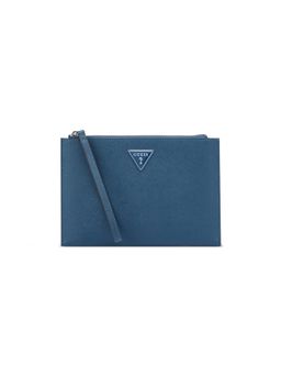 Guess - Navy Blue Textured Zipper Viviette Wristlet