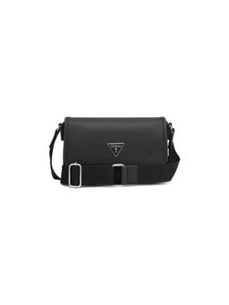 Guess - Black Solid Magnetic Snap Crossbody Bag