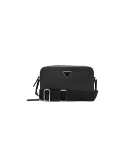 Guess - Black Solid Zipper Crossbody Bag