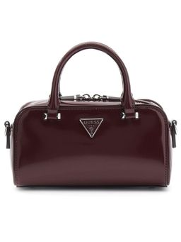 Guess - Burgundy Solid Satchel Bag with Detachable Strap