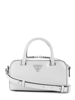 Guess - White Solid Zipper Arnela Satchel Bag with Detachable Strap