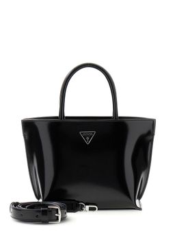 Guess - Black Solid Zipper Tote Bag