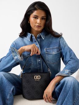 Guess - Grey Printed Bucket Shoulder Bag