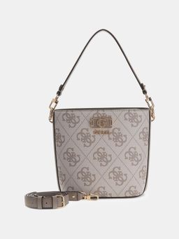 Guess - Beige Printed Bucket Shoulder Bag