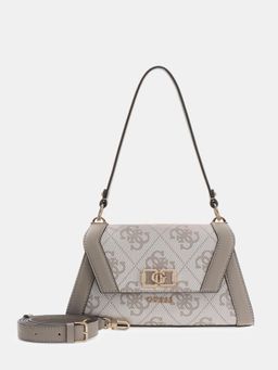 Guess - Grey Printed Shoulder Bag with Detachable Strap
