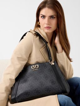 Guess - Black Printed Magnet Hand Bag