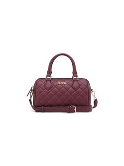 Guess - Maroon Textured Satchel Bag with Detachable Strap