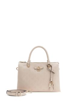 Guess - Beige Zipper Satchel Bag with Detachable Strap