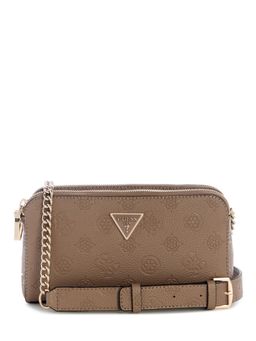 Guess - Beige Textured Zipper Crossbody Bag