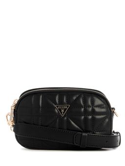 Guess - Black Textured Zipper Crossbody Bag