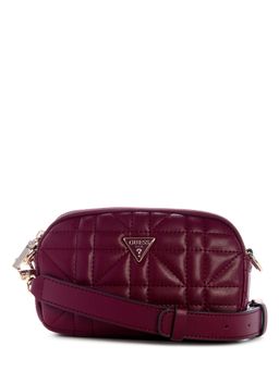 Guess - Burgundy Textured Zipper Crossbody Bag