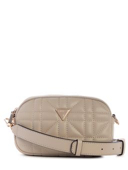 Guess - Beige Textured Zipper Crossbody Bag