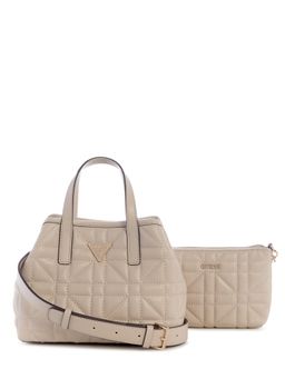Guess - Beige Textured Magnet Tote Bag With Pouch