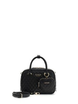 Guess - Black Zipper Satchel Bag with Detachable Strap & Pouch