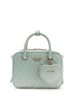 Guess - Green Quilted Zipper Satchel Bag with Detachable Strap & Pouch