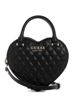 Guess - Black Textured Zipper Crossbody Bag