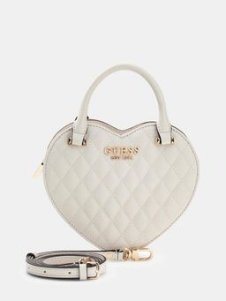 Guess - Off White Textured Zipper Crossbody Bag