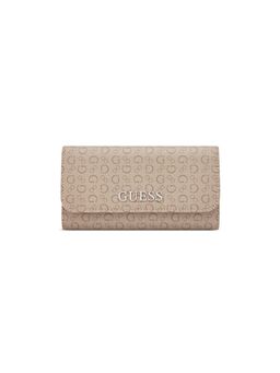 Guess - Beige Printed Snap Button Tri-Fold Wallet