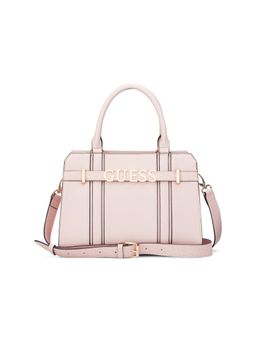Guess - Pink Solid Zipper Satchel Bag with Detachable Strap